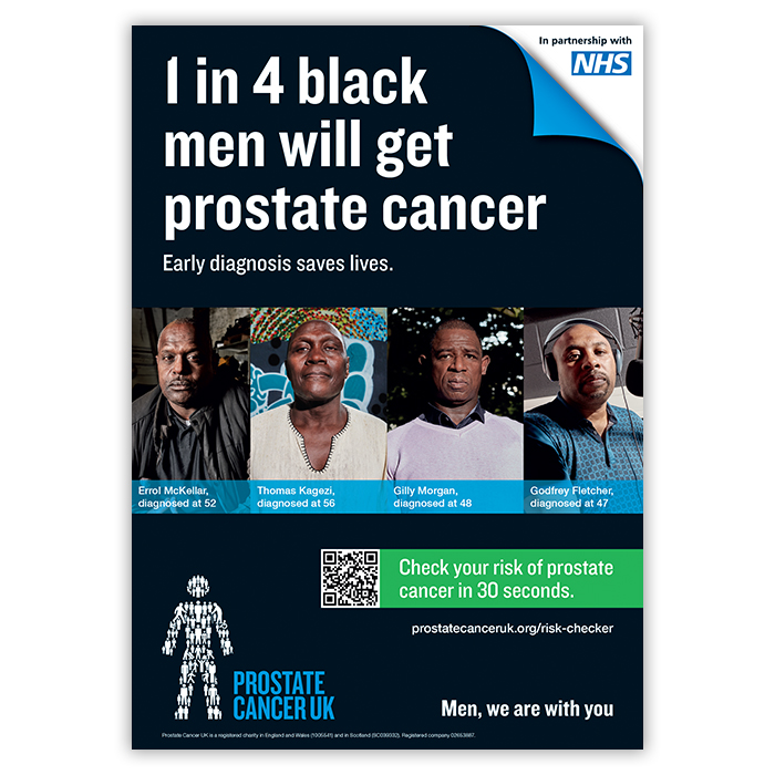 1 in 4 black men NHS campaign poster A4 (pack of 10)