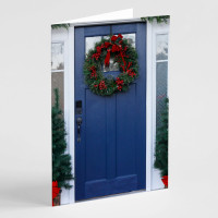 Wreath on a Door Christmas cards (Pack of 12)