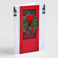 Wreath on a Door Christmas cards (Pack of 12)