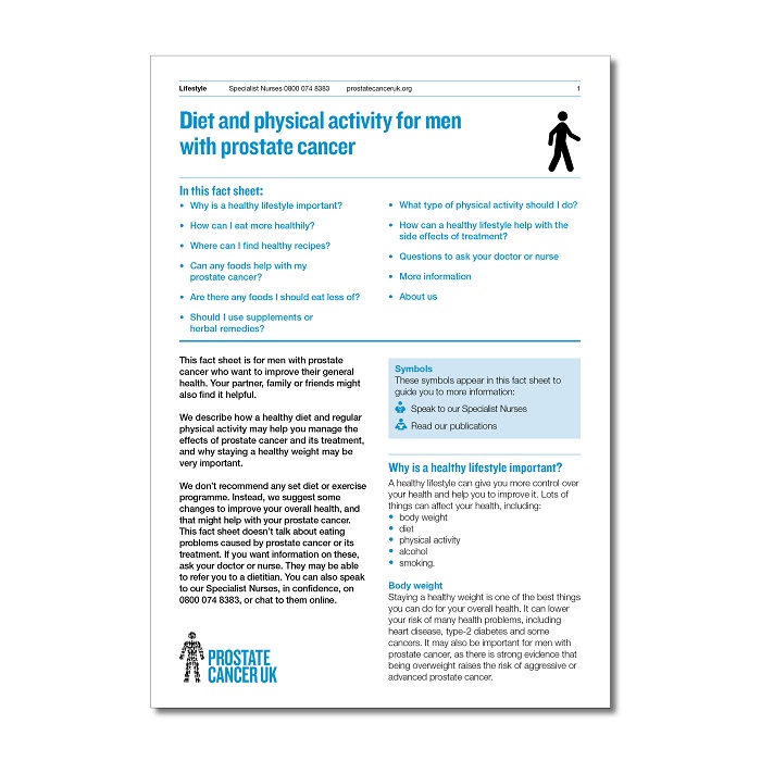 Diet and physical activity for men with prostate cancer